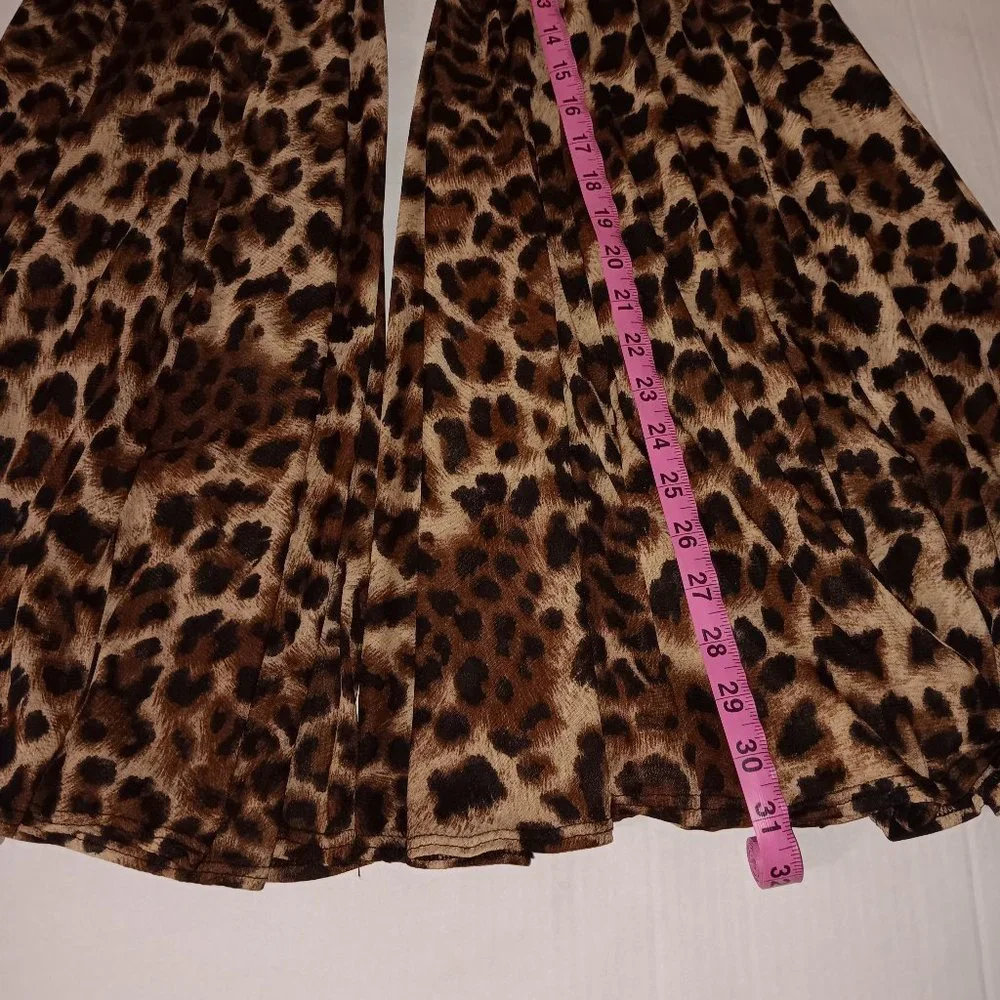 FASHION NOVA SHEER FLARE LEG ANIMAL PRINT PANTS SIZE SMALL